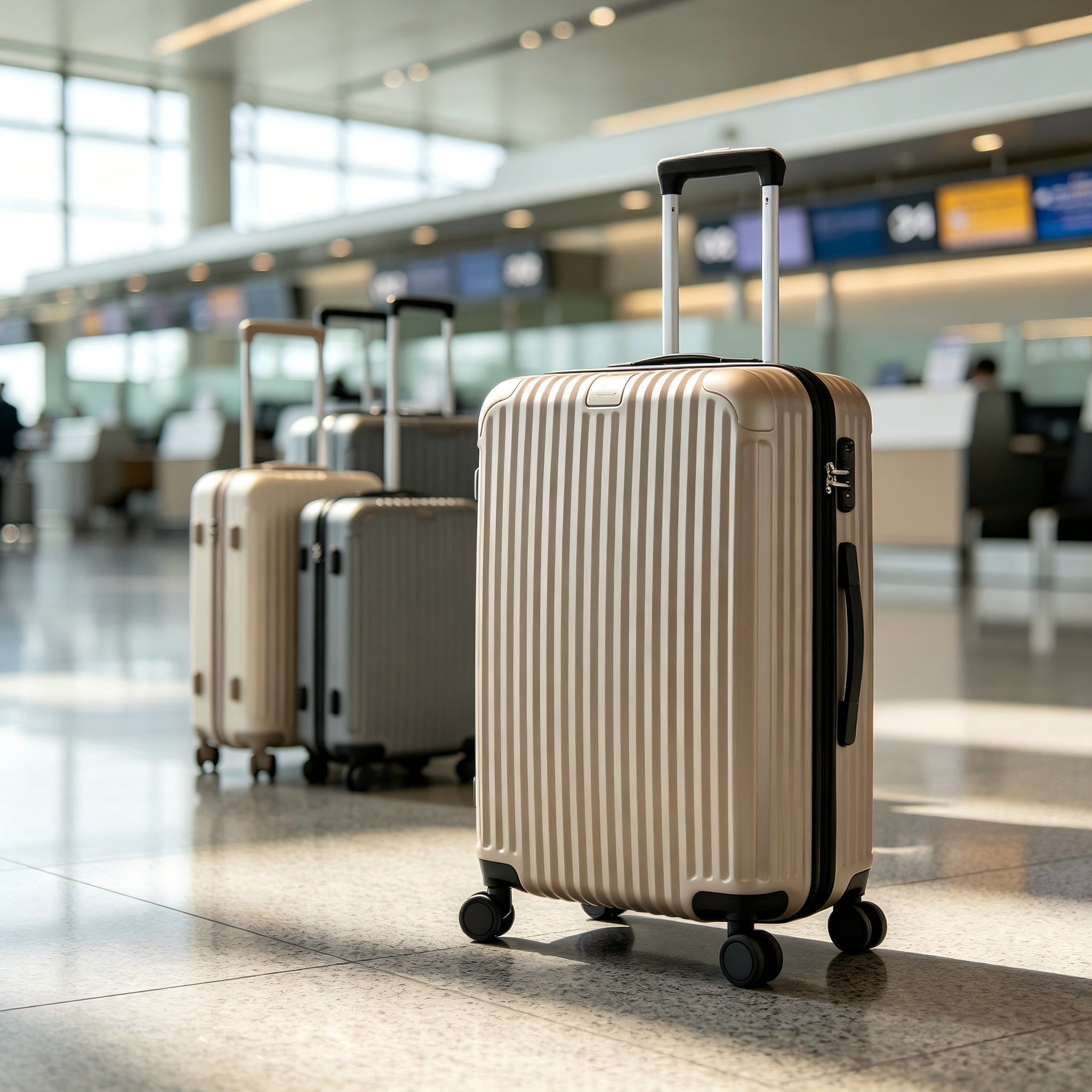 Striped Hard Shell Luggage 3 Piece Set